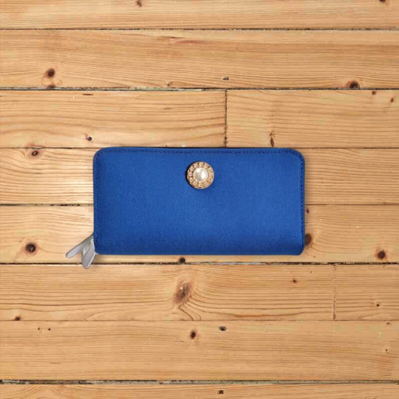 ラウンドファスナー型・家計やりくり財布・４費目管理用・コバルトブルー