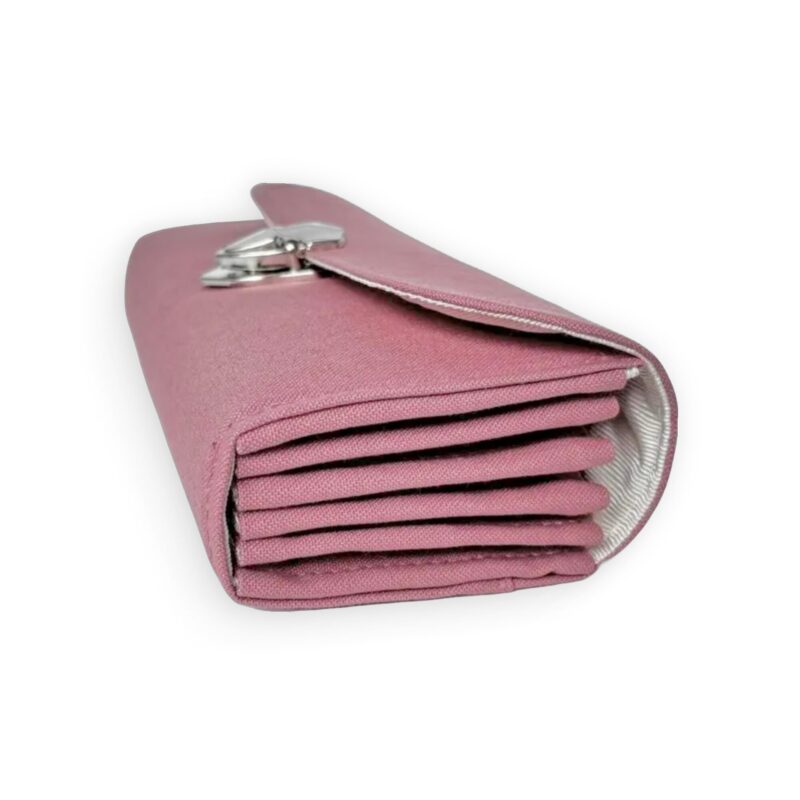 フラップ開閉型•家計やりくり財布•3費目管理用・スモークピンク・横