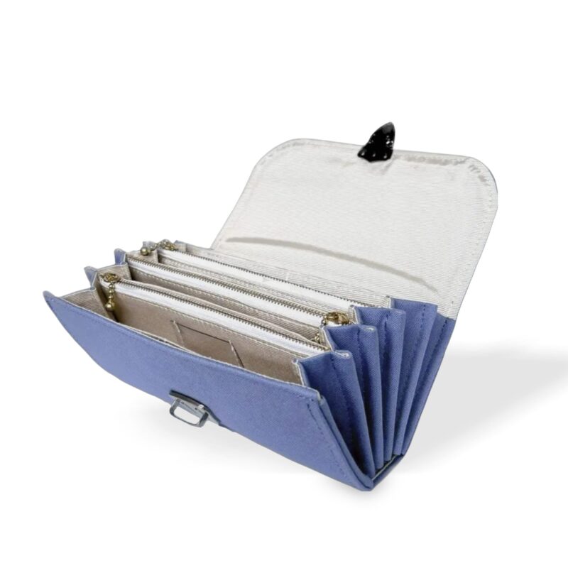 フラップ開閉型•家計やりくり財布•3費目管理用・スカイブルー・開いた状態