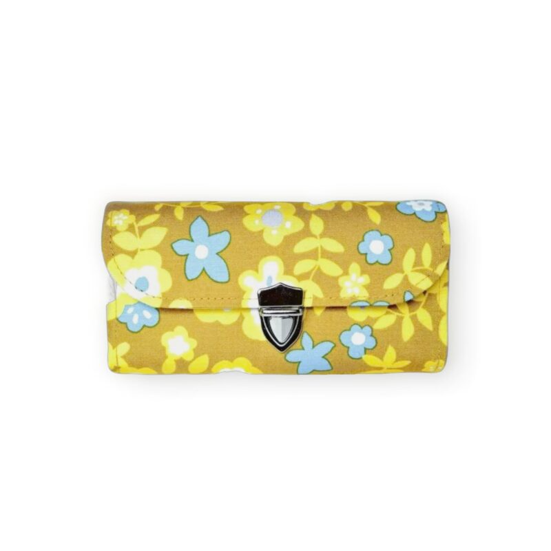 フラップ開閉型•家計やりくり財布•3費目管理用・マスタードフラワー柄