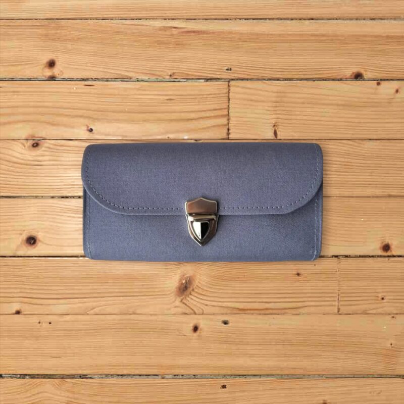 フラップ開閉型・家計やりくり財布・3費目管理用・ブルーグレー