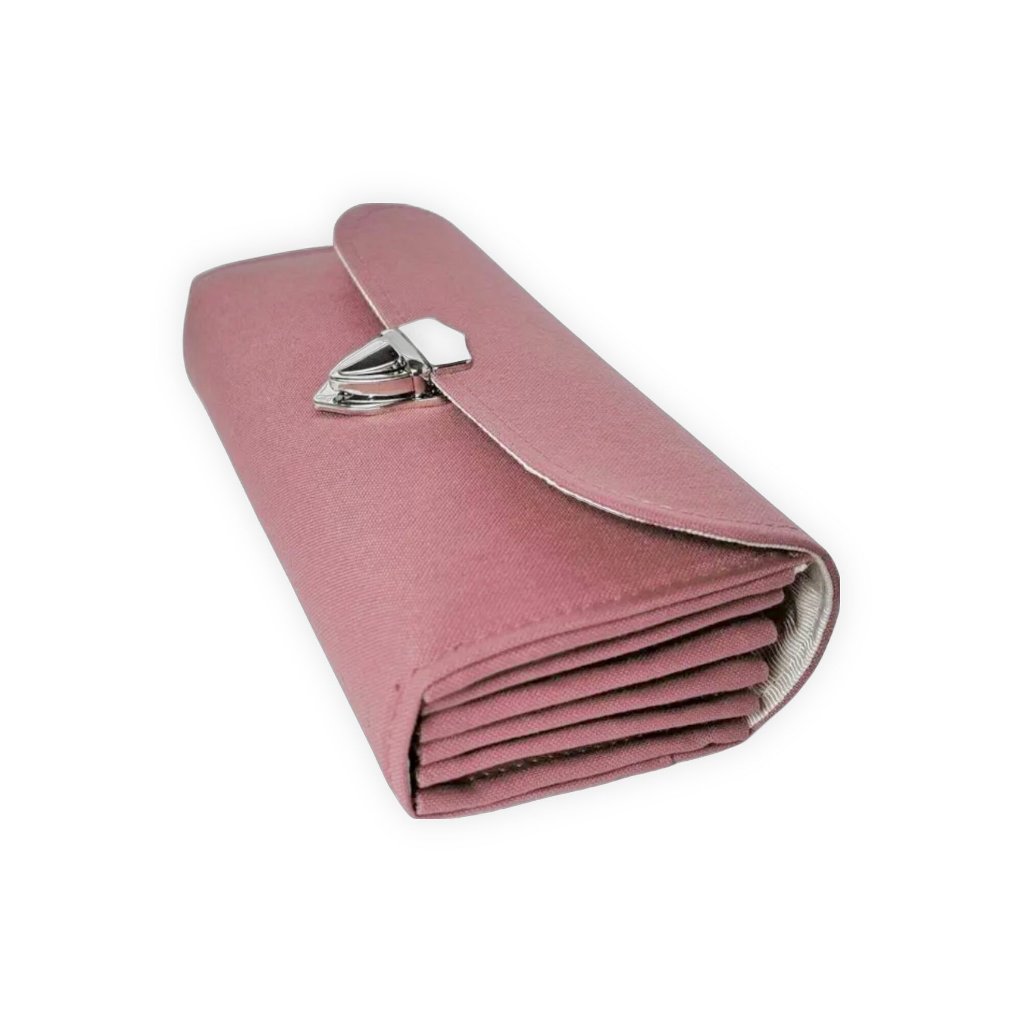 フラップ開閉型•家計やりくり財布•3費目管理用・スモークピンク・斜め上から