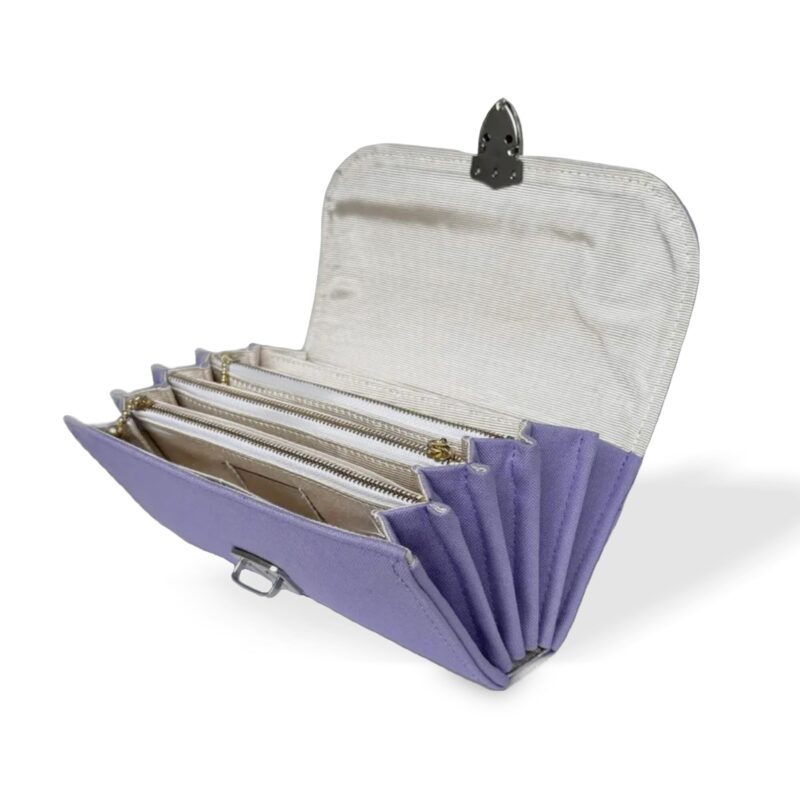 フラップ開閉型•家計やりくり財布•3費目管理用・ラベンダー・開いた状態