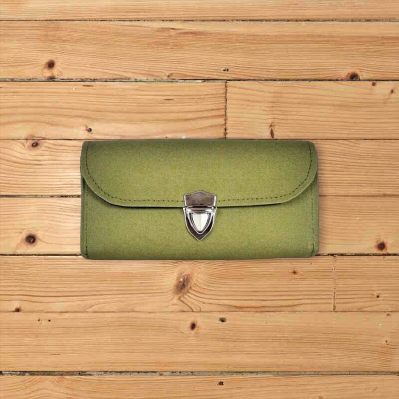 フラップ開閉型・家計やりくり財布・3費目管理用・カーキグリーン