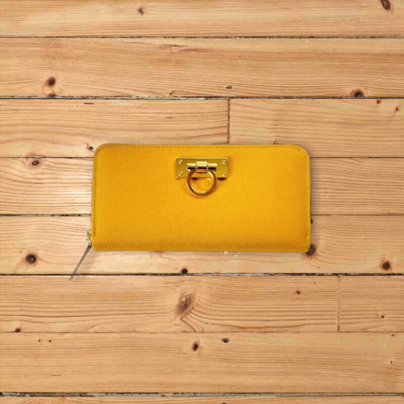 ラウンドファスナー型・家計やりくり財布・3費目管理用・マスタード