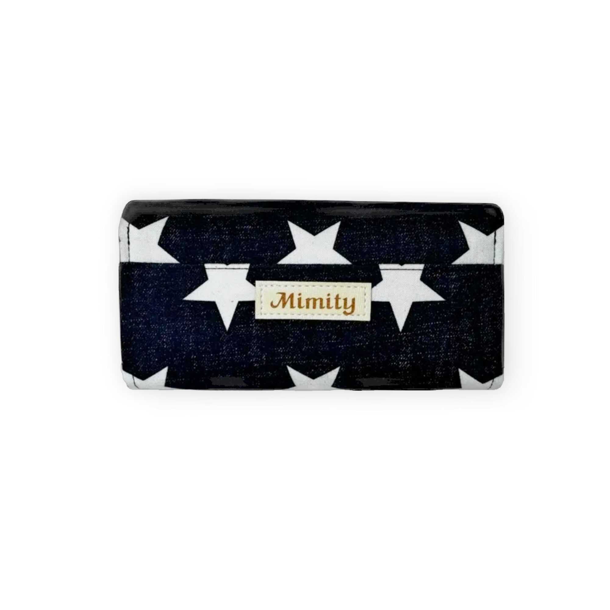 フラップ開閉型•家計やりくり財布•3費目管理用・デニム風スター柄・背面