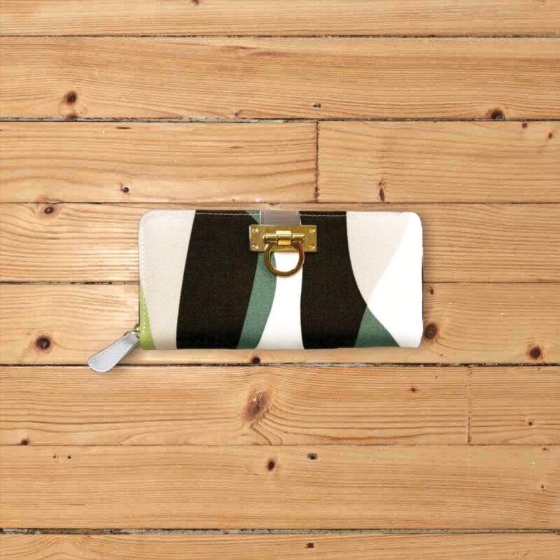 ラウンドファスナー型・家計やりくり財布・3費目管理用・シンプルウェーブ