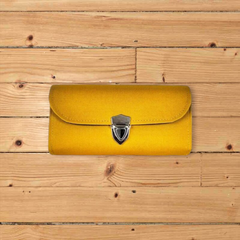 フラップ開閉型・家計やりくり財布・3費目管理用・マスタード