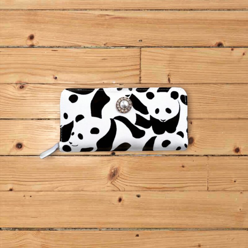 ラウンドファスナー型・家計やりくり財布・3費目管理用・モノグラムパンダ