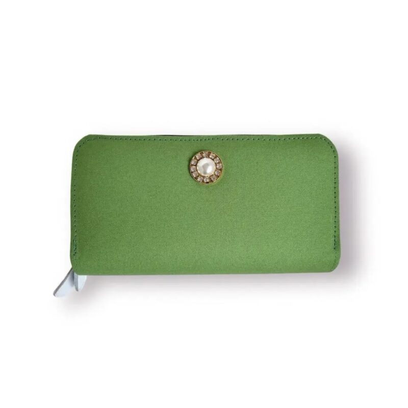 ラウンドファスナー型・家計やりくり財布・3費目管理用・アップルグリーン