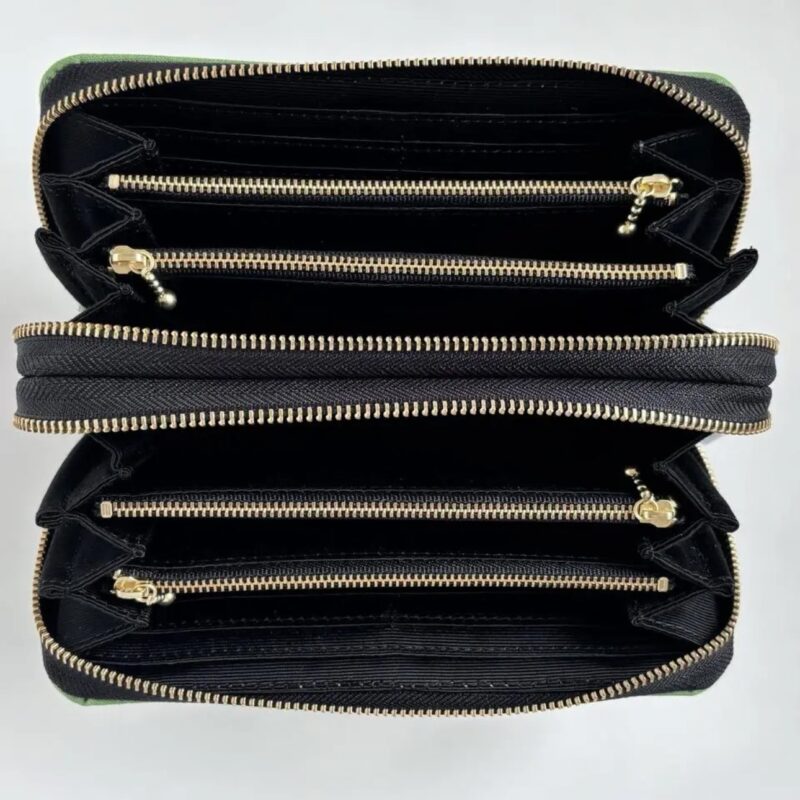 ラウンドファスナー型・家計やりくり財布・4費目管理用・アップルグリーン・内部