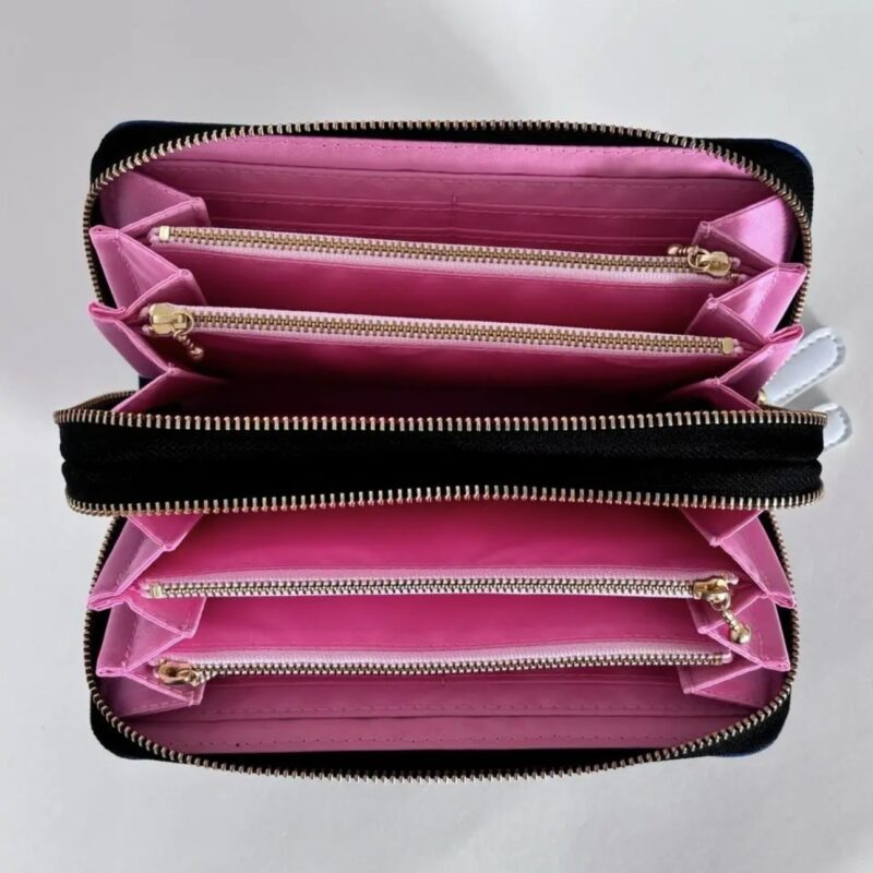 ラウンドファスナー型・家計やりくり財布・3費目管理用・コバルトブルー・開いた状態