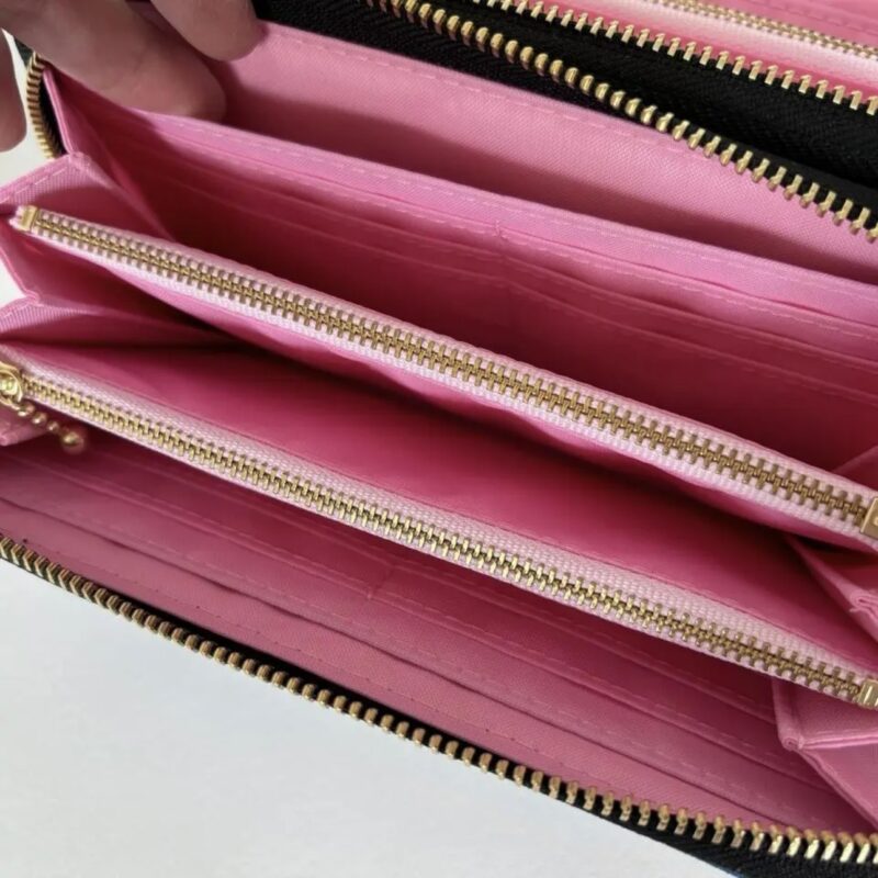 ラウンドファスナー型・家計やりくり財布・４費目管理用・コバルトブルー・フリーポケット