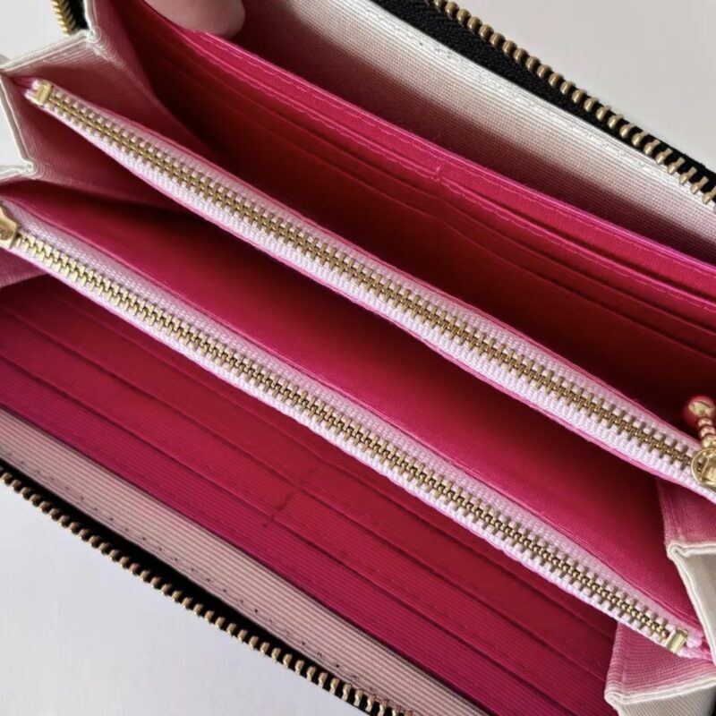 ラウンドファスナー型・家計やりくり財布・3費目管理用・ラベンダー・フリーポケット