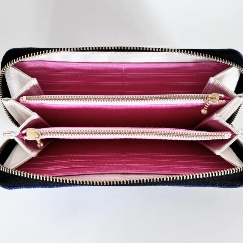 ラウンドファスナー型・家計やりくり財布・2費目管理用・デニム・内部