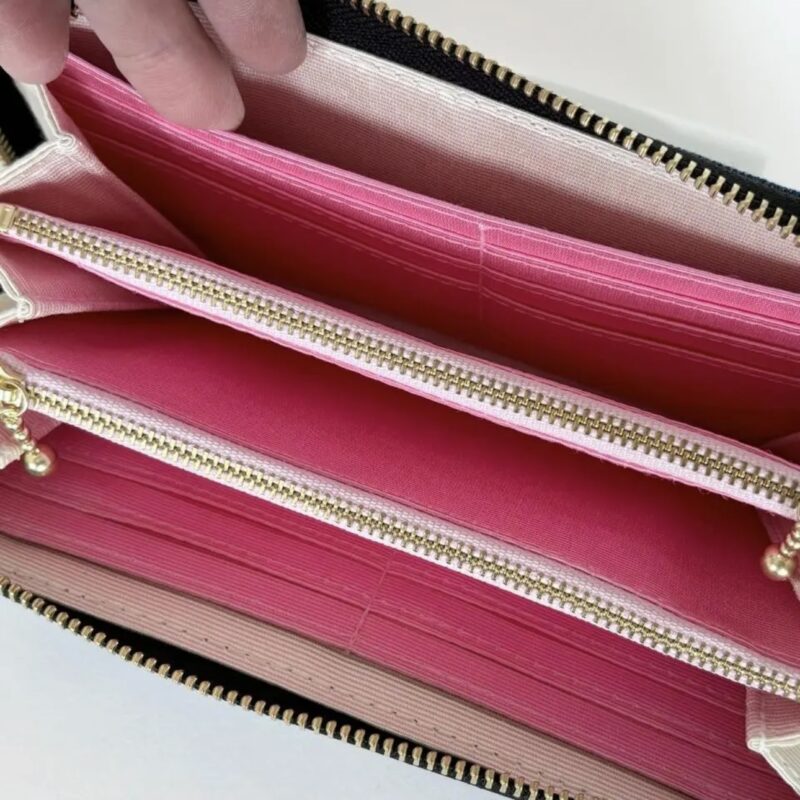 ラウンドファスナー型・家計やりくり財布・2費目管理用・デニム・フリーポケット