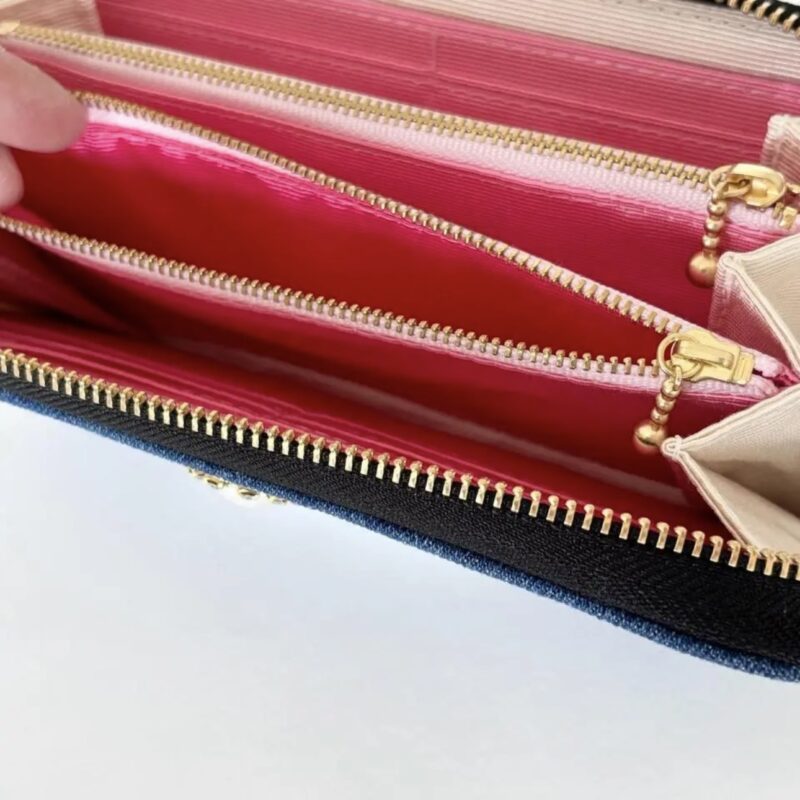 ラウンドファスナー型・家計やりくり財布・2費目管理用・デニム・ファスナーポケット内部