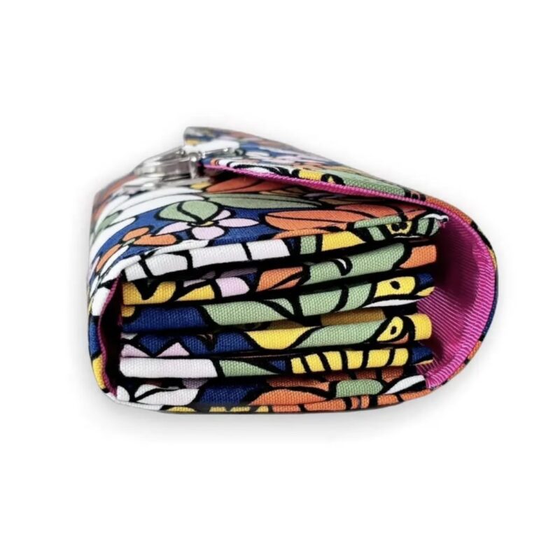 フラップ開閉型•家計やりくり財布•３費目管理用･レトロフラワーネイビー