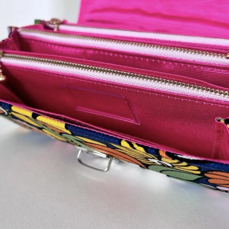 フラップ開閉型•家計やりくり財布•３費目管理用･レトロフラワーネイビー・費目ポケット