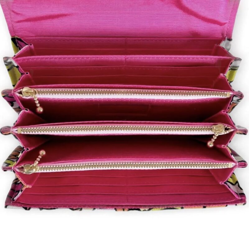 フラップ開閉型•家計やりくり財布•3費目管理用・レトロフラワーピンク・内部