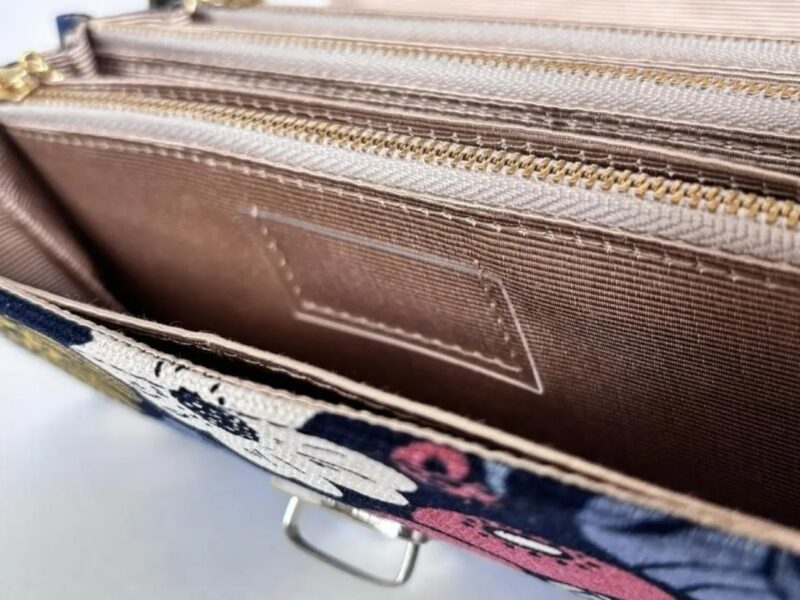 フラップ開閉型•家計やりくり財布•３費目管理用･植物柄ネイビー･費目ポケット