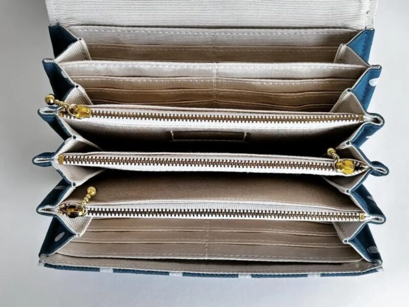 フラップ開閉型•家計やりくり財布•3費目管理用・水玉ターコイズブルー・内部