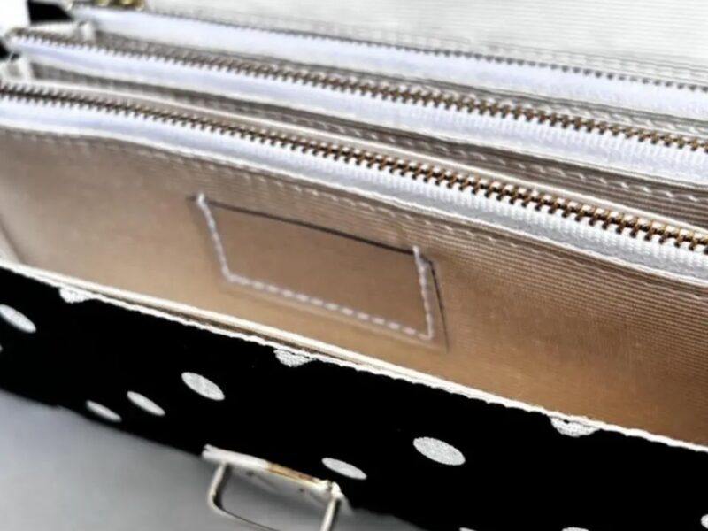 フラップ開閉型•家計やりくり財布•3費目管理用・水玉ブラック・費目ポケット