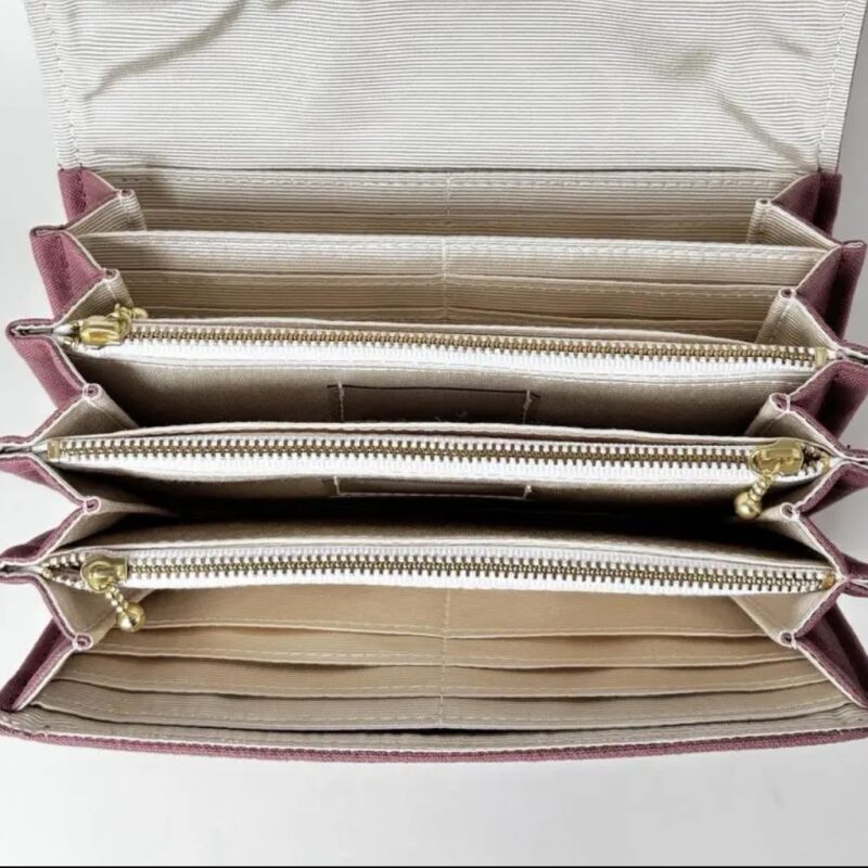 フラップ開閉型•家計やりくり財布•3費目管理用・スモークピンク・内部