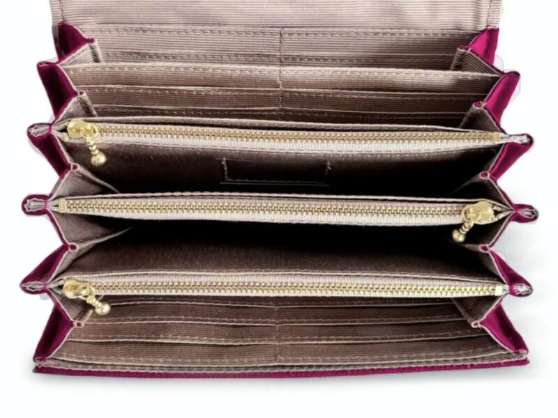 フラップ開閉型•家計やりくり財布•３費目管理用･ダークレッド･内部