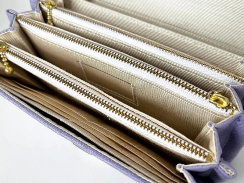 フラップ開閉型•家計やりくり財布•3費目管理用・ラベンダー・費目ポケット