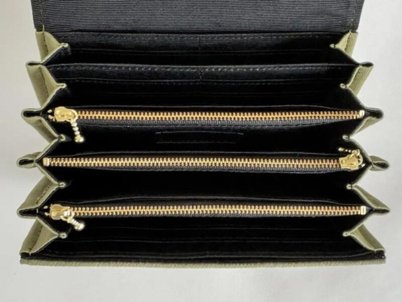 フラップ開閉型•家計やりくり財布•３費目管理用･カーキグリーン･内部