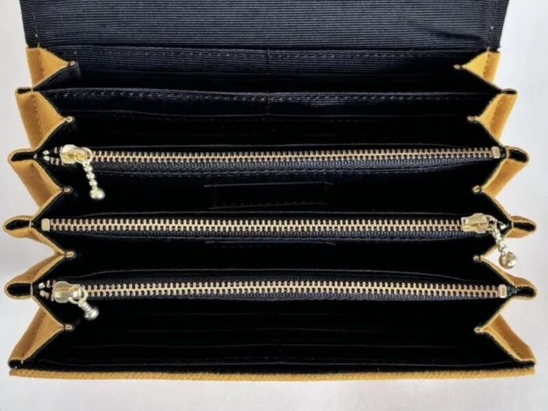 フラップ開閉型•家計やりくり財布•３費目管理用･マスタード･内部