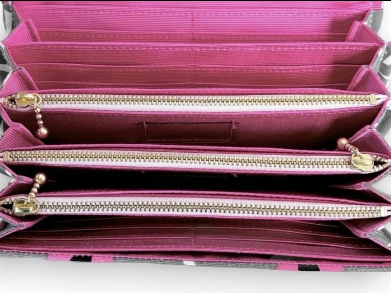 フラップ開閉型•家計やりくり財布•3費目管理用・アスター柄グレー・内部