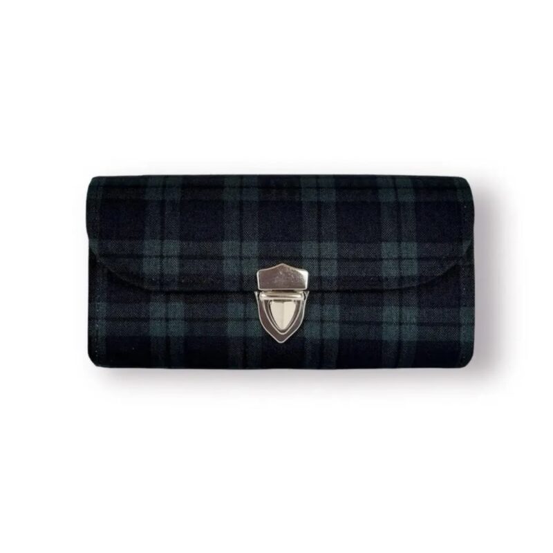 フラップ開閉型•家計やりくり財布•３費目管理用･ブラックウォッチ柄