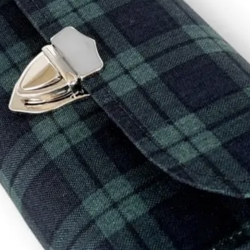 フラップ開閉型•家計やりくり財布•３費目管理用･ブラックウォッチ柄･生地