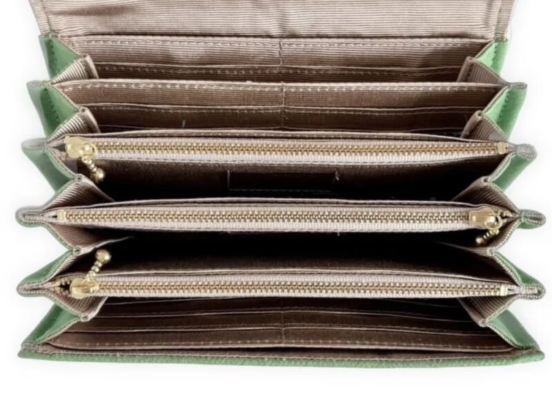 フラップ開閉型•家計やりくり財布•３費目管理用･アップルグリーン･内部