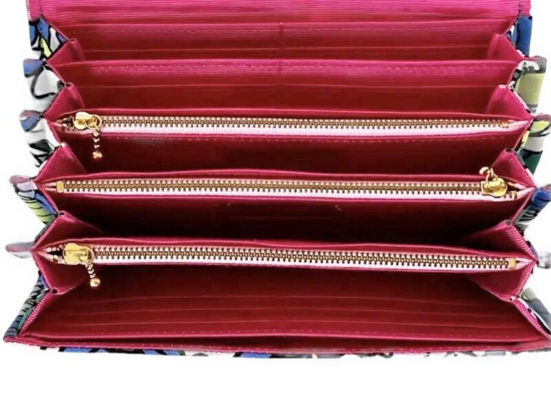 フラップ開閉型•家計やりくり財布•３費目管理用･レトロフラワーブルー・内部