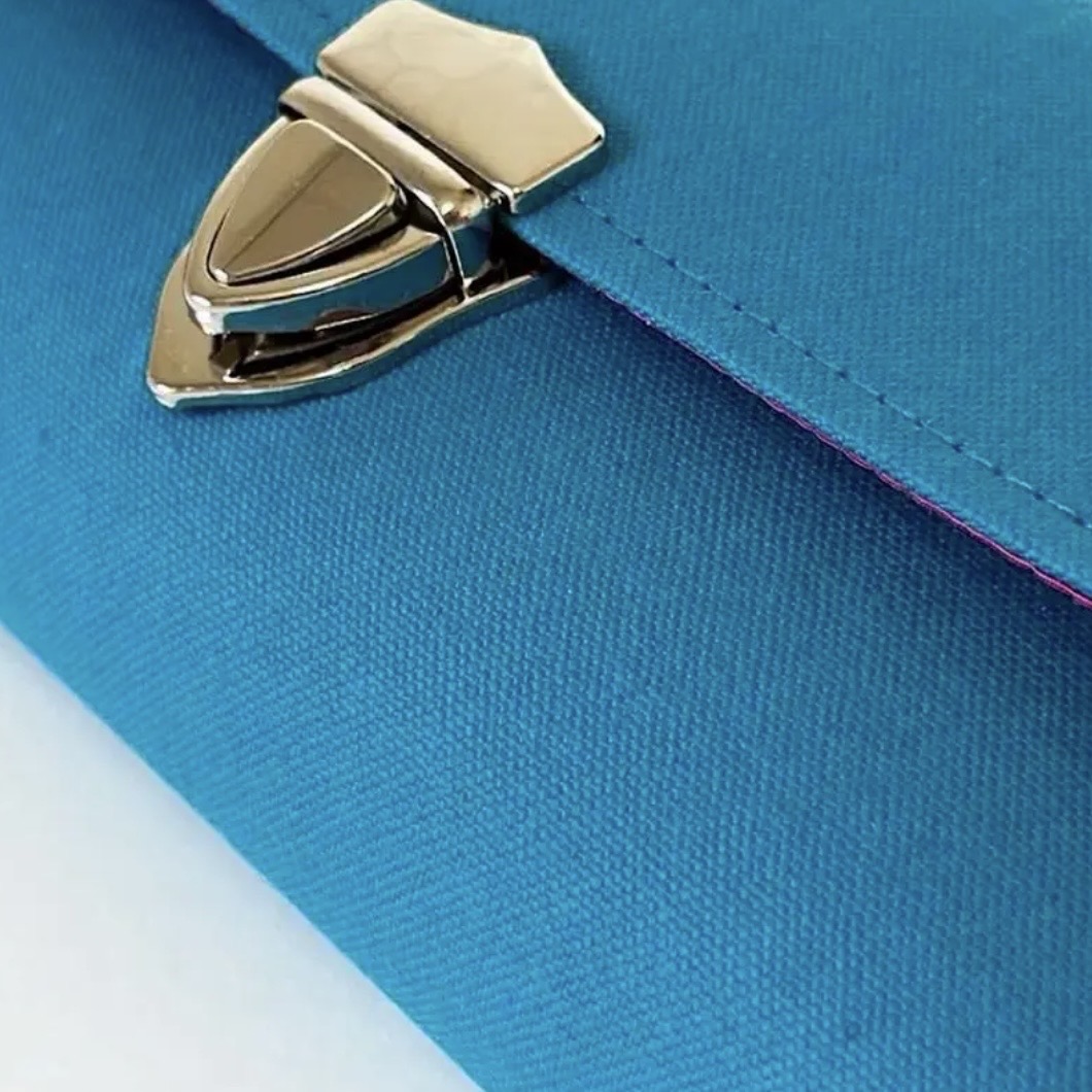 フラップ開閉型•家計やりくり財布•3費目管理用・ターコイズブルー・生地