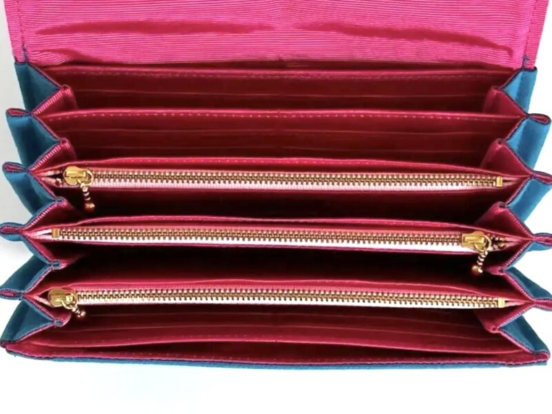 フラップ開閉型•家計やりくり財布•3費目管理用・ターコイズブルー・内部