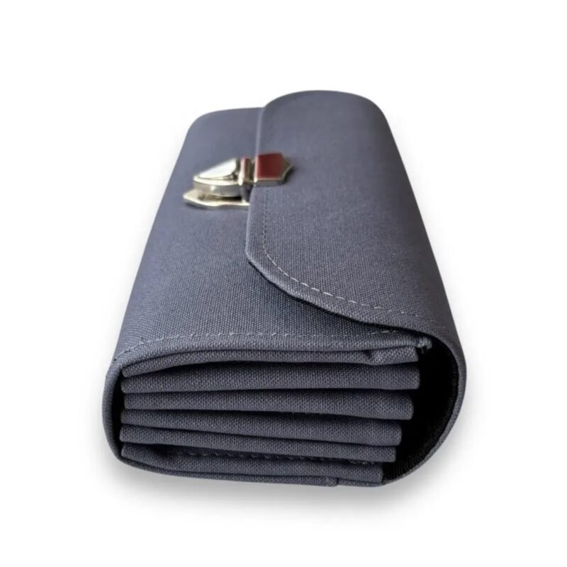 フラップ開閉型•家計やりくり財布•３費目管理用･ブルーグレー･横