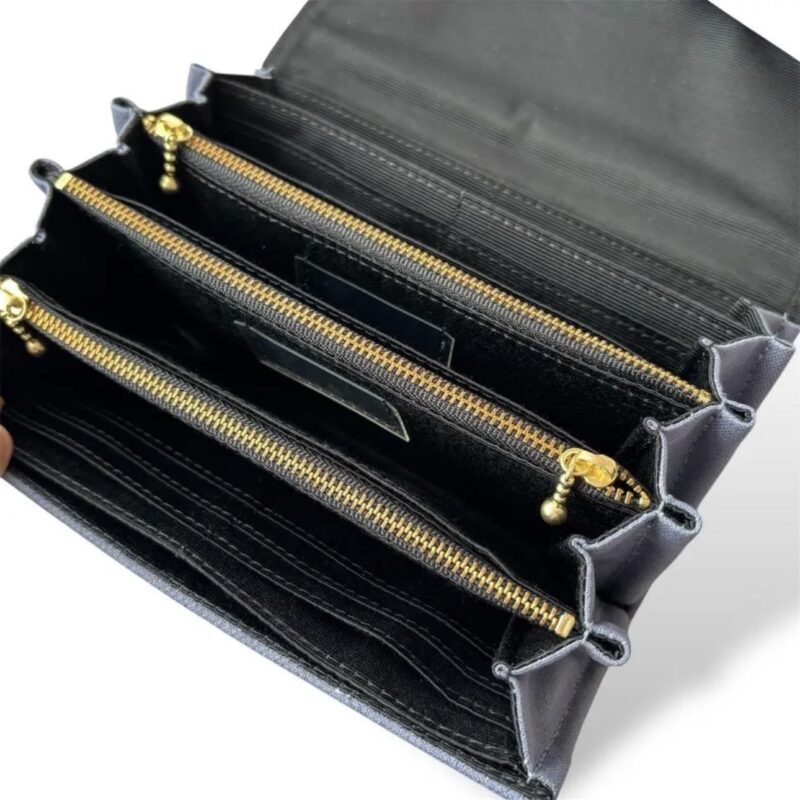 フラップ開閉型•家計やりくり財布•３費目管理用･ブルーグレー･フリーポケット