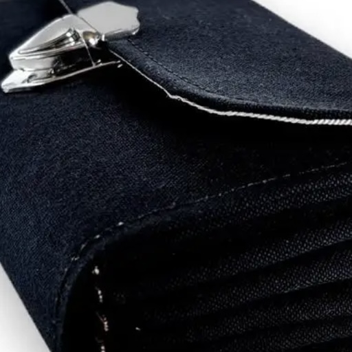 フラップ開閉型•家計やりくり財布•３費目管理用･ブラック･生地