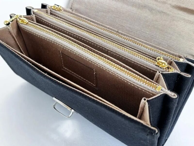 フラップ開閉型•家計やりくり財布•３費目管理用･ブラック･費目ポケット