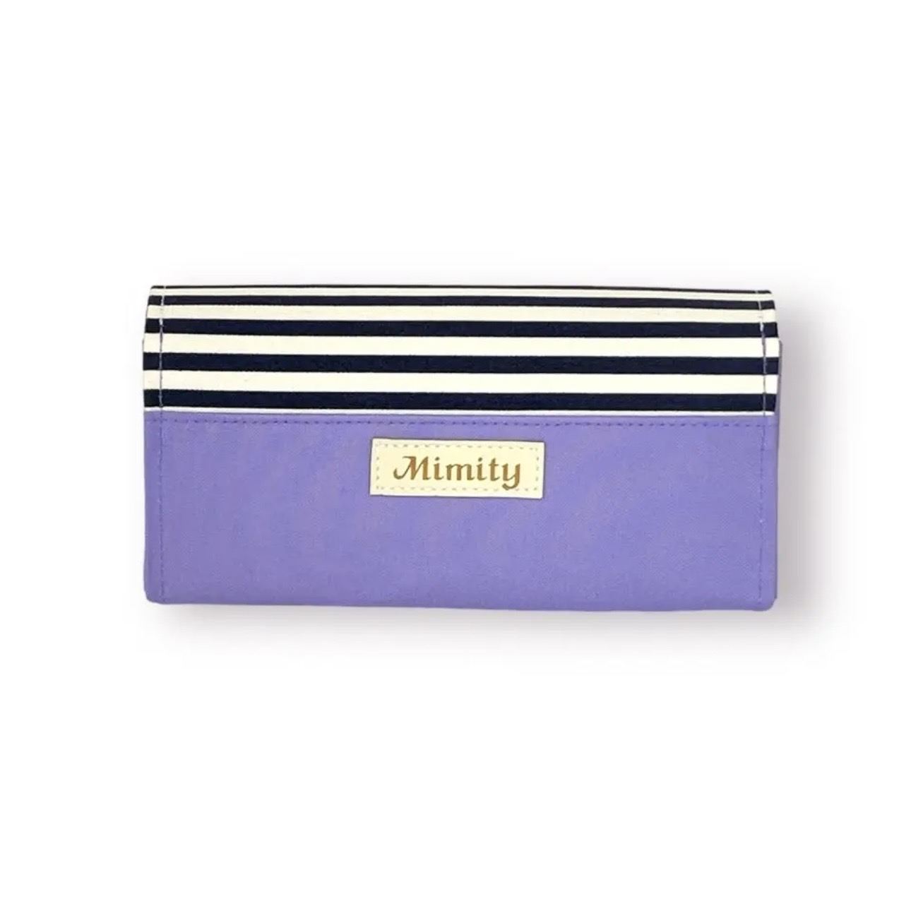 フラップ開閉型•家計やりくり財布•3費目管理用・ラベンダー×ボーダー・背面