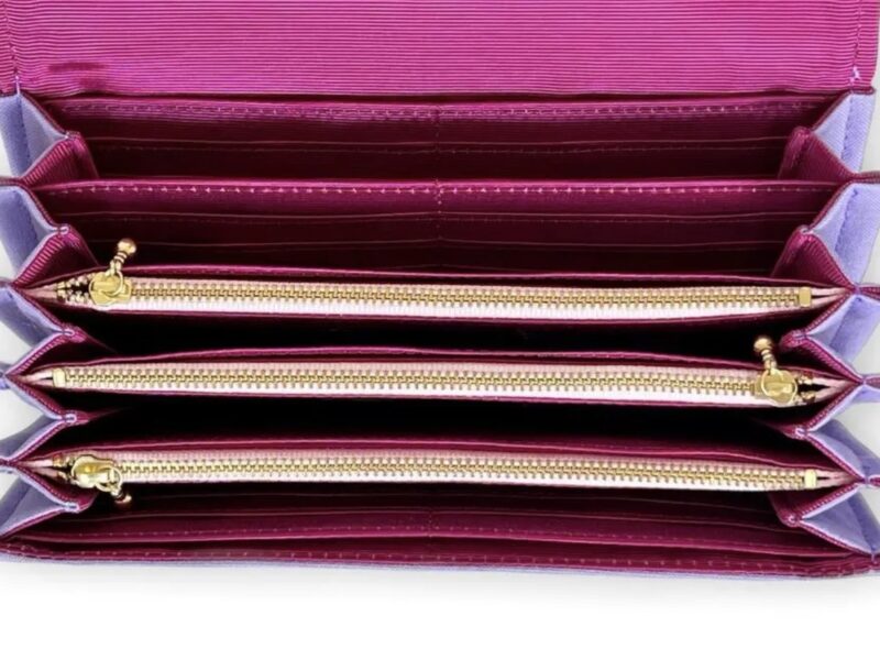 フラップ開閉型•家計やりくり財布•3費目管理用・ラベンダー×ボーダー・内部