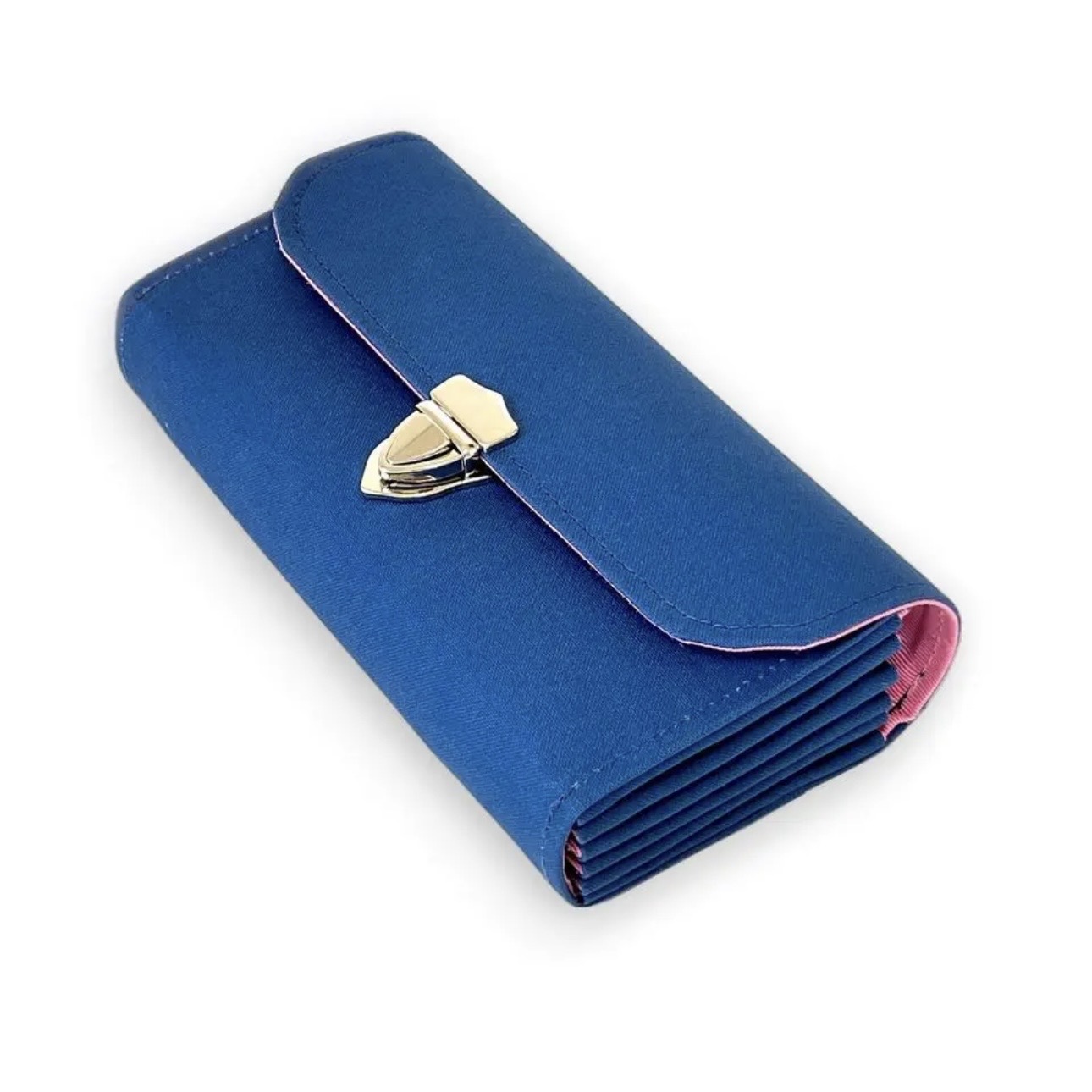 フラップ開閉型•家計やりくり財布•3費目管理用・コバルトブルー・斜め上から