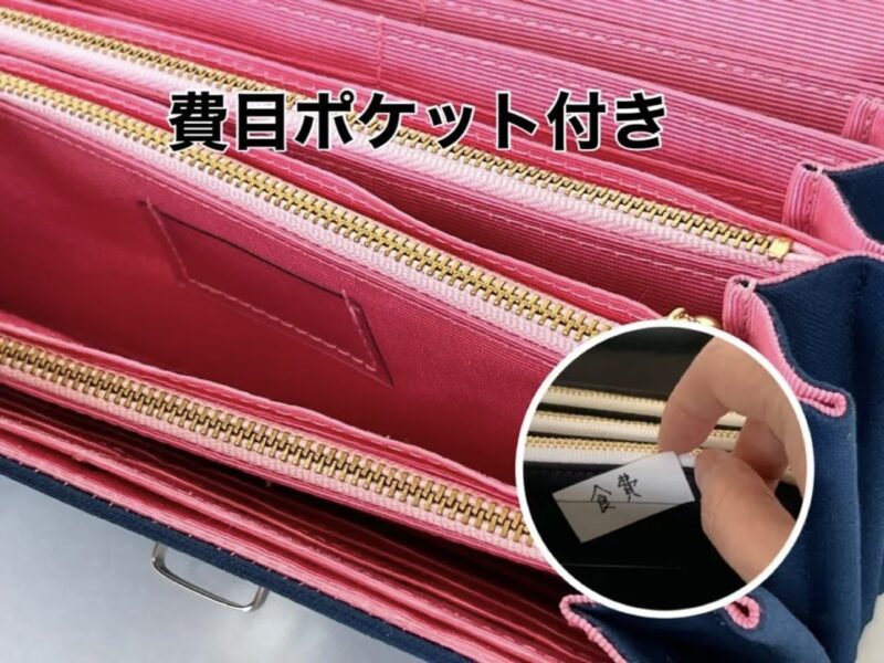 フラップ開閉型•家計やりくり財布•3費目管理用・コバルトブルー・費目ポケット