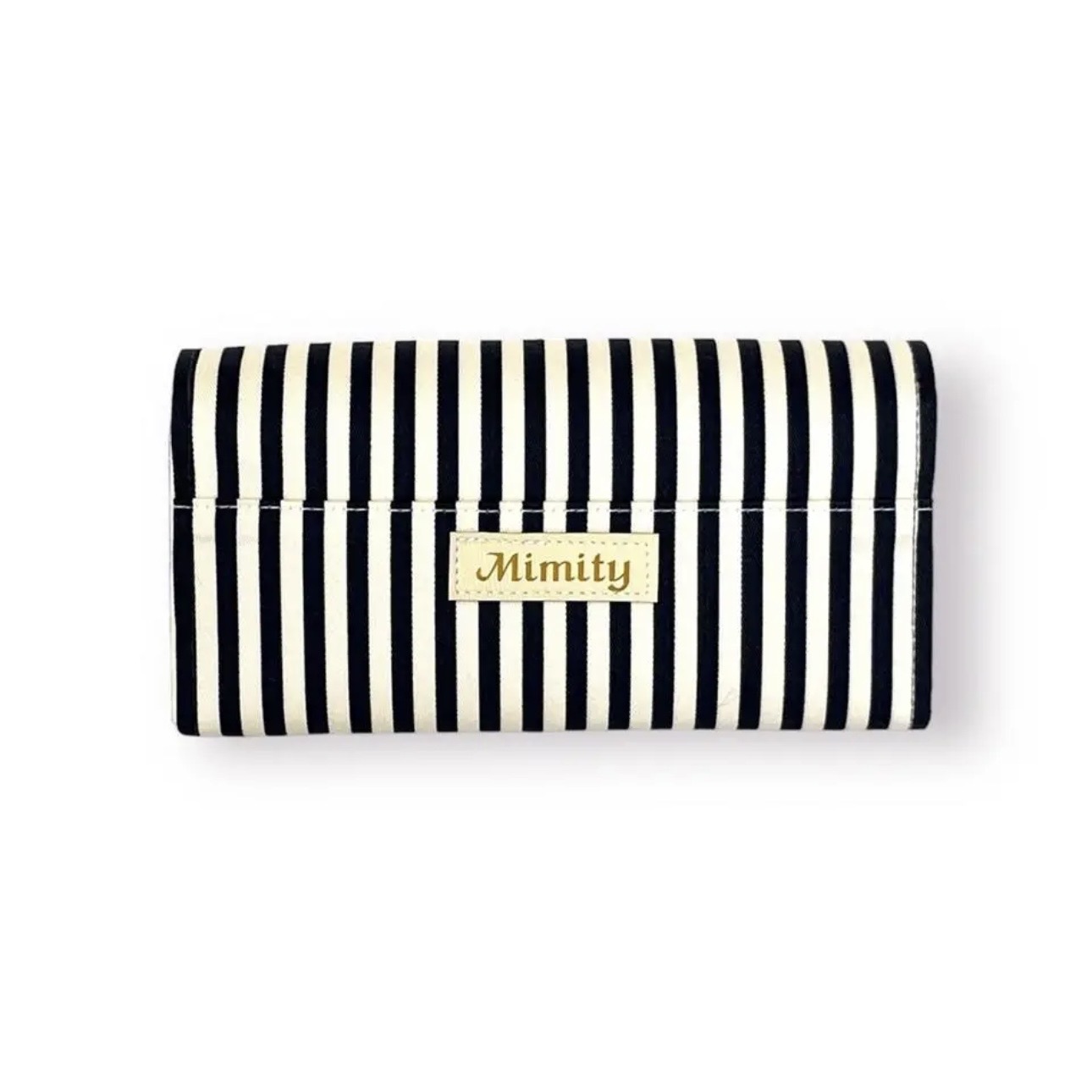 フラップ開閉型•家計やりくり財布•3費目管理用・ネイビーストライプ・背面