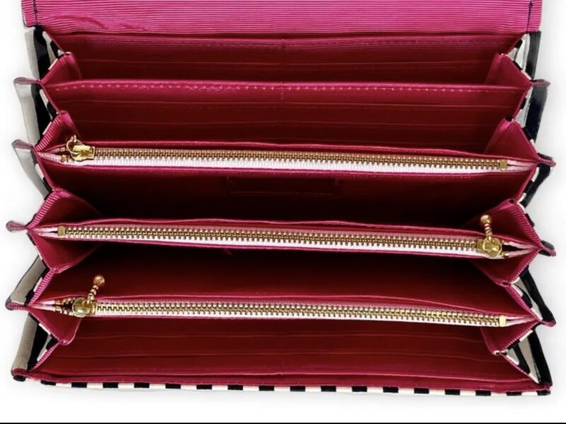 フラップ開閉型•家計やりくり財布•3費目管理用・ネイビーストライプ・内部