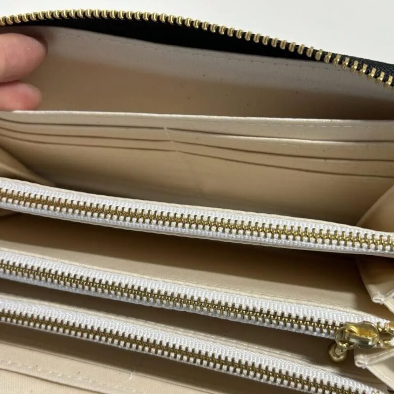 ラウンドファスナー型・家計やりくり財布・3費目管理用・ブラックウォッチ柄・フリーポケット